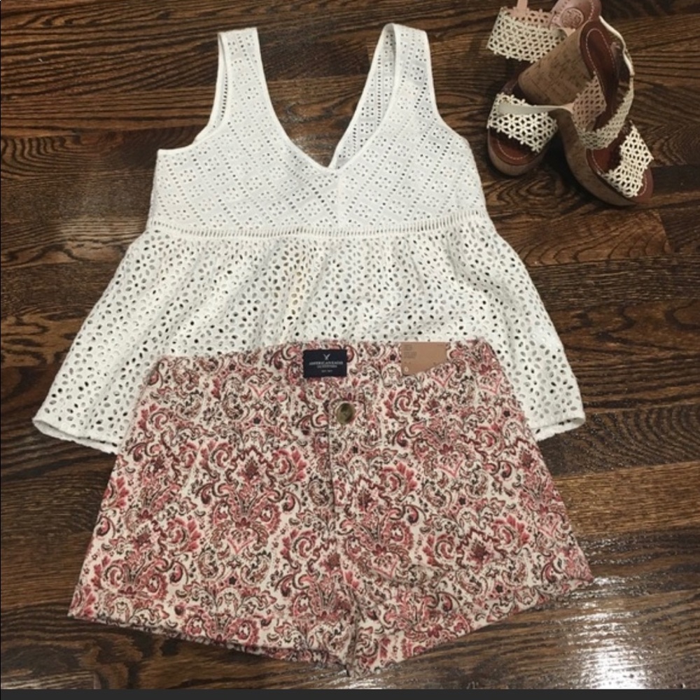 White eyelet top